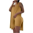 thumbnail image 2 of Babysbule Womens Fall Plus Top Sets s Women Casual Plus Size 2 Piece Outfits Sleeveless Loose Tops Skinny U-Neck Biker Shorts Sets Tracksuits, 2 of 5
