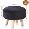 thumbnail image 5 of Round Mushroom Footstool Ottoman – Rabbit Wool Upholstered Small Stool with Solid Wood Legs, Cute Shoe Changing Stool, Step Stool, Sofa Footrest for Living Room & Bedroom Black, 5 of 7