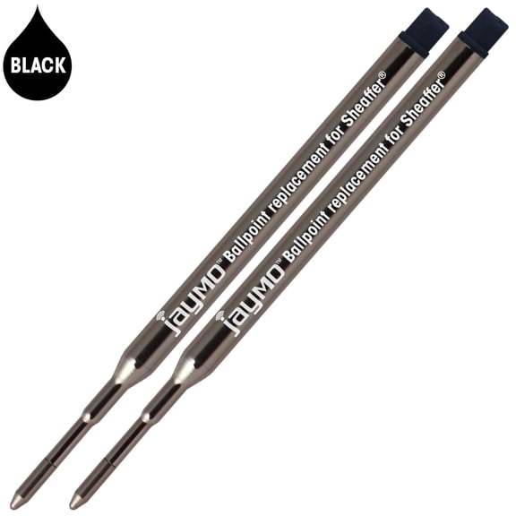 Jaymo Replacement for Sheaffer K 99335 - Measures 3.75 in / 95 mm Long - Ballpoint Pen Refill - 2 Black