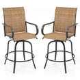 thumbnail image 1 of Gymax Tabourets de Bar Pivotants pour Patio - Ensemble de 2, Brun, 1 of 10