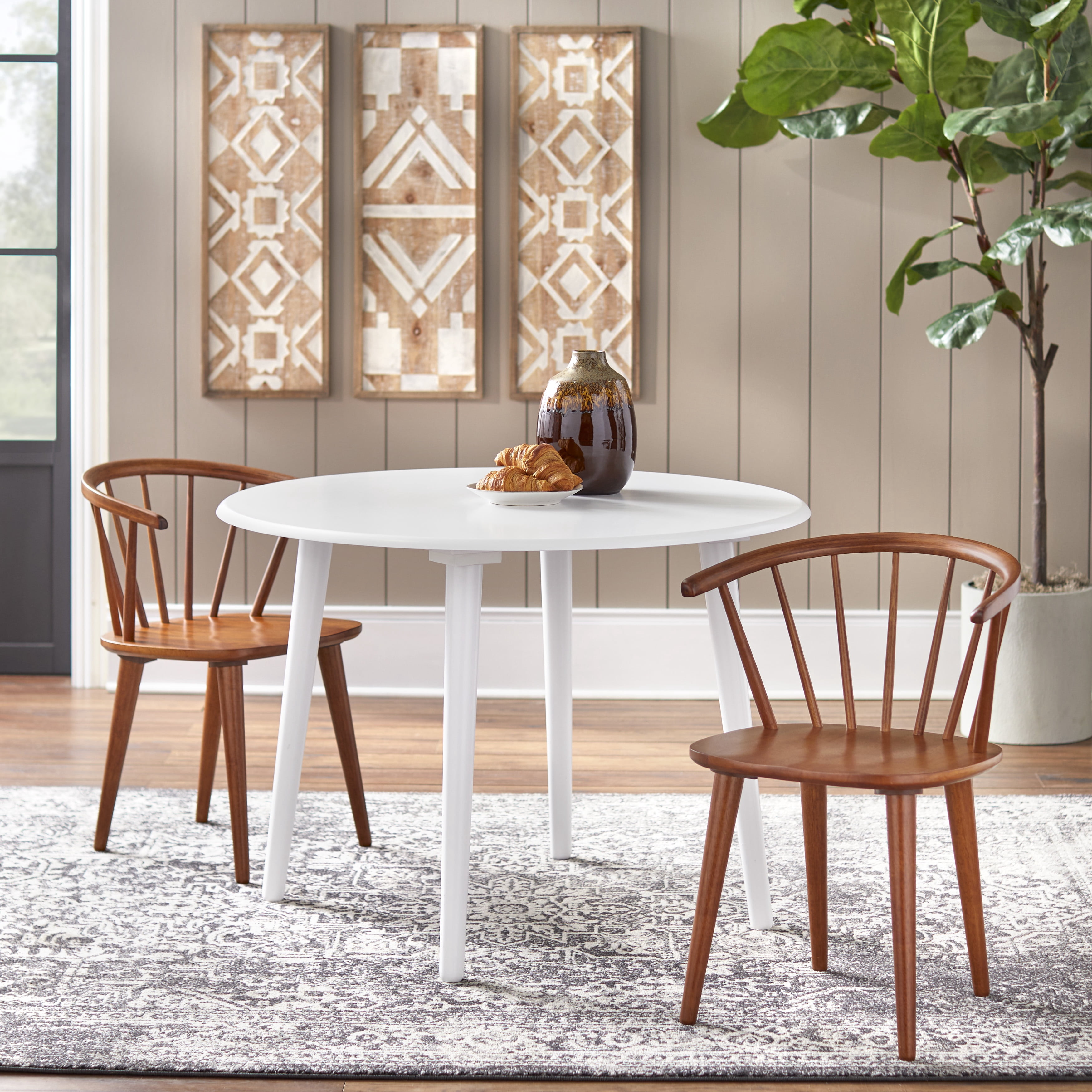 TMS Florence Indoor Dining Chair, Set of 2, Walnut