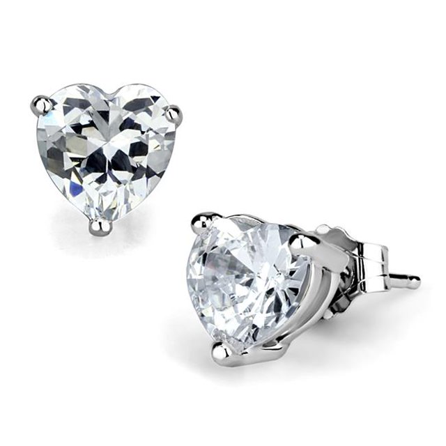 Alamode LOS882 Women Rhodium 925 Sterling Silver Earrings with AAA Grade CZ in Clear