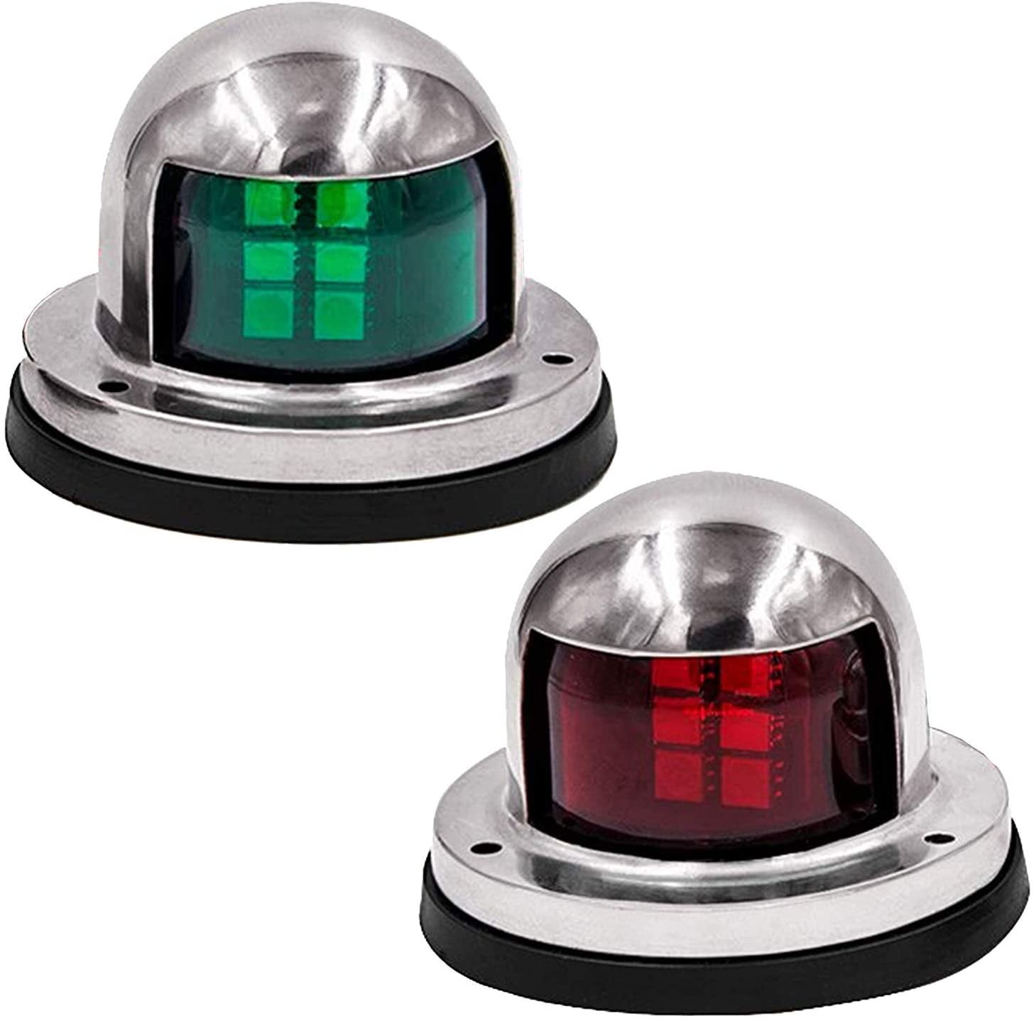 12V Stainless Boat Marine LED Bow Navigation Light Bi Color Red Green Lens 
