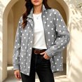 thumbnail image 2 of SBYOJLPB Women's Polka Dot Coat Stand Collar Zip Up Jacket with Pockets, 2 of 9