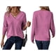 thumbnail image 2 of Camisas de Larga para Mujer, Cuello en V, Blusas Casuales de Otoño, Corte Holgado, Suéteres Ligeros, Túnicas, Ropa de Moda. Rosa Roja M, 2 of 6