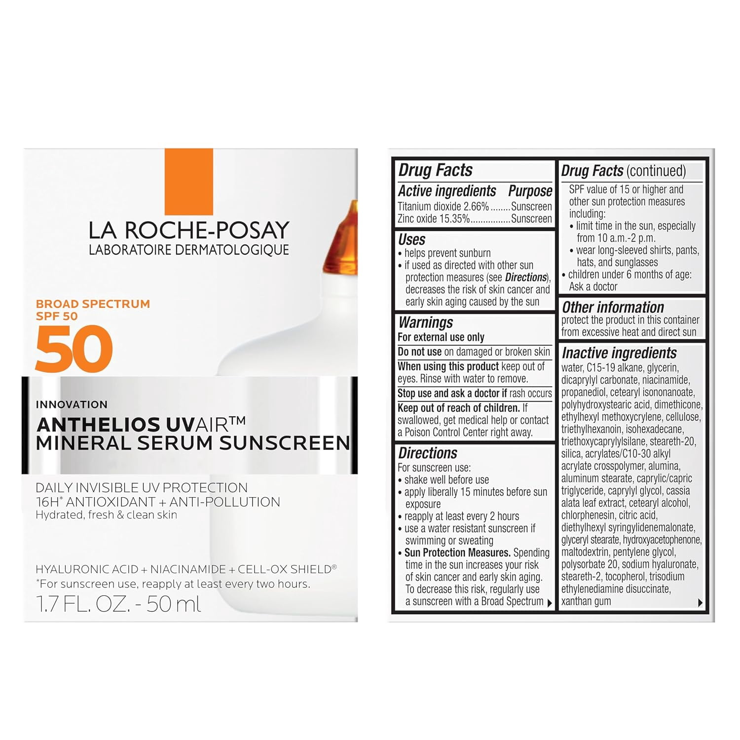 La Roche-Posay Anthelios UVAir SPF 50 Mineral Serum Sunscreen, 1.7 fl oz