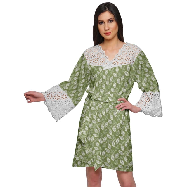 Moomaya Printed Robe For Girls Cotton Plus Size Nightwear Summer Bathrobes