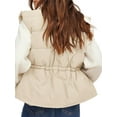 thumbnail image 3 of LANGWYQU Sleeveless Autumn Winter Women Stand Collat Casual Drawstring Button Vest Jacket Coat, 3 of 5