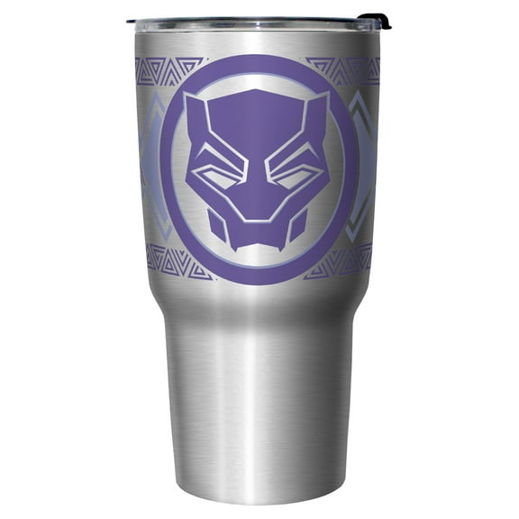 Black Panther: Wakanda Forever Purple Logo Stainless Steel Tumbler w/Lid Stainless Steel 27 oz.