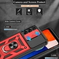 thumbnail image 2 of Compatible with Galaxy A14 5G Phone Case,Samsung A14 5G Case with HD Screen Protector with Slide Camera Cover, 360°Rotation Ring Kickstand [Military Grade] Case for Galaxy A14 5G,Red, 2 of 14