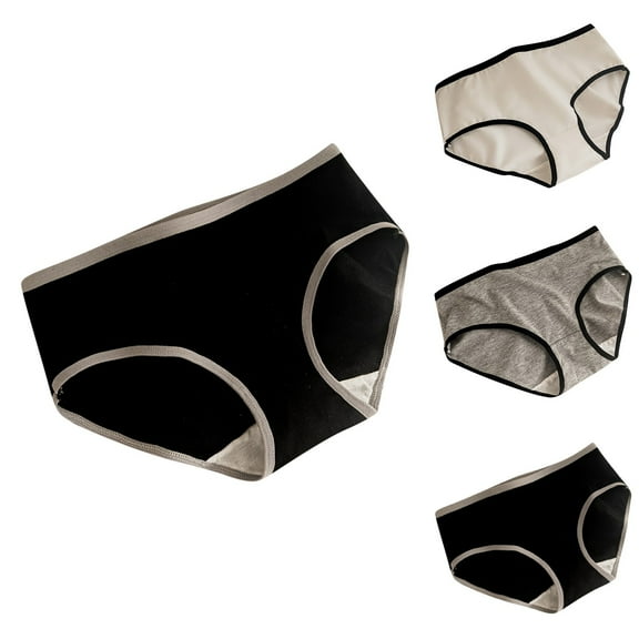 Kmdttou Womens Underwear Cotton Underwear For Gray Comfortable And Breathable Mid Waist Cotton High Elasticity Pants (Available in Plus Size)