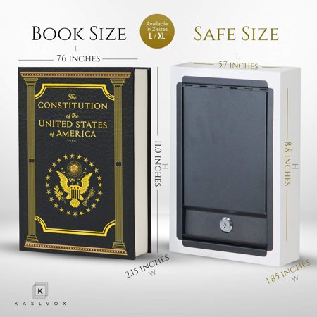 Fake Book Box - Small Safe Box with Key Lock - Hidden Safe in Plain Sight - Diversion Safes - Secret Safes (Constitution) (X-Large)