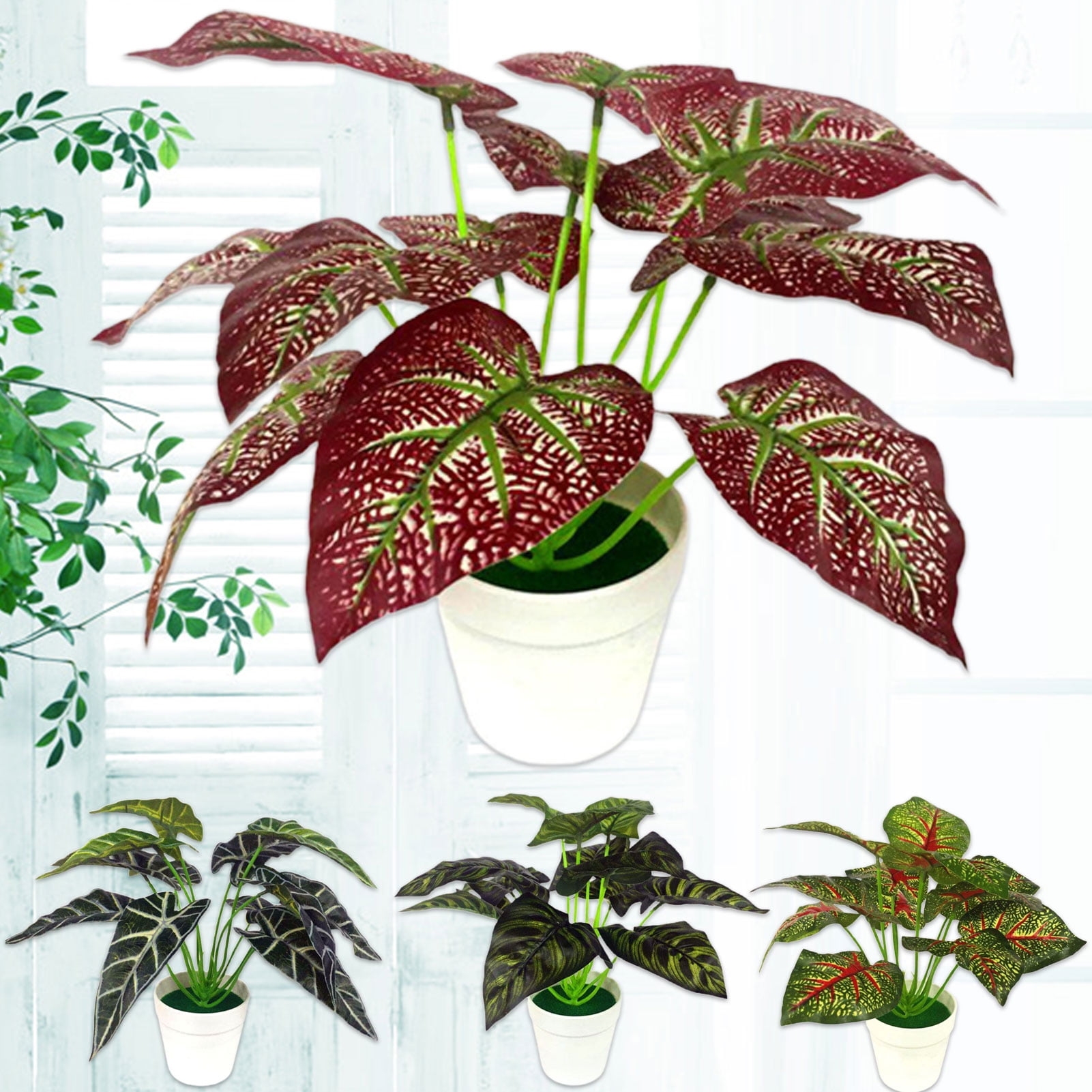 SPRING PARK Fake Potted Plants Artificial Green Leaf Plants in Pots