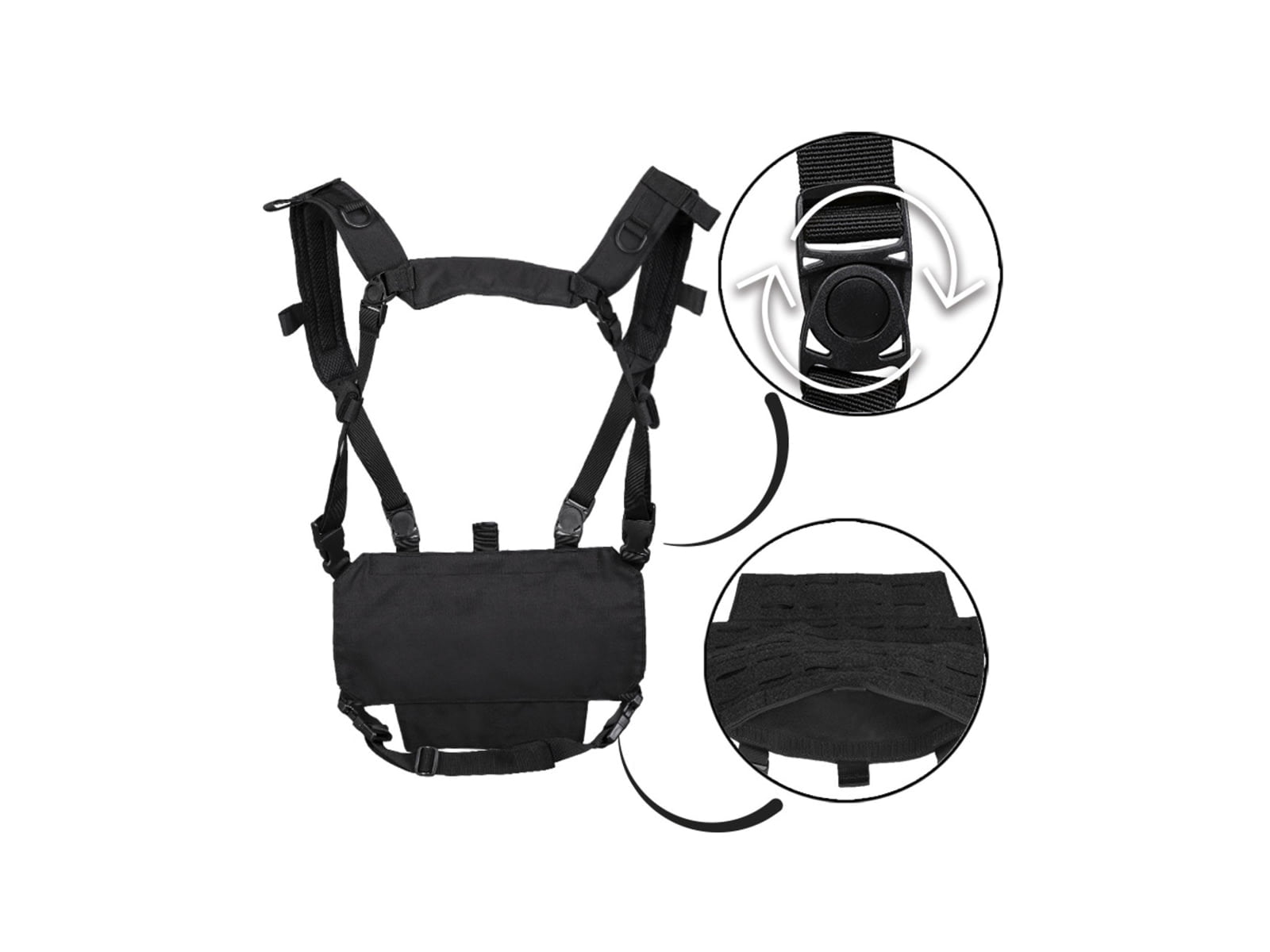MIL-TEC Lightweight Chest Rig, Black, Adjustable