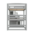 thumbnail image 4 of Euroco Wood Twin-over-Twin-over-Twin Floor Triple Bunk Bed for Bedroom, Gray, 4 of 12