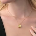 thumbnail image 4 of Gem Stone King 18K Yellow Gold Plated Silver Yellow Citrine Pendant Necklace for Women (6.78 Cttw, Gemstone November Birthstone, Emerald Cut Checkerboard 14X10MM, with 18 inch Silver Chain), 4 of 4