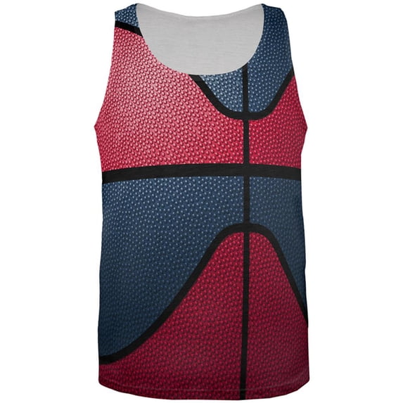 Championship Basketball Red & Navy Blue All Over Mens Tank Top