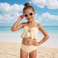 thumbnail image 2 of YDFCWXW Girl's 2 Piece Padded Bathing Suit Wireless Starfish Ruffle Swimsuit Spaghetti Strap Vacation Beachwear Set (Beige, 6-7 Years), 2 of 6
