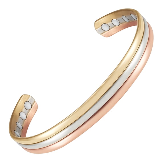 Metaljc Magnetic Copper Cuff Bracelet for Men Women, Adjustable Cuff Jewelry Gift