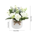 thumbnail image 3 of MMJ Artificial Rose Bonsai Potted Mini Plant Desktop Table Home Office Decor 7.09x3.94x3.94in, 3 of 6