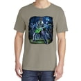 thumbnail image 2 of Wild Bobby, Rocking Out Skeleton Playing Guitar, Streetwear, Garment-Dyed Washed Look Short Sleeve T-Shirt, Sand, Large, 2 of 3