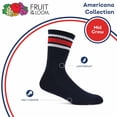 thumbnail image 4 of Fruit of the Loom Mens Americana Mid Crew Socks, 2-Pack, Sock Sizes 6-12, 4 of 8
