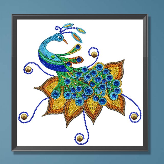 Cuadros Decorativos Pintura de diamante 5D DIY Taladro parcial Pavo real Animal Kit Decoración para el hogar (GSYX118) Wdftyju embutido en tela