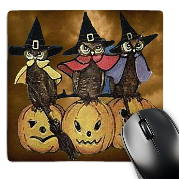 3dRose, Vintage Owls on Jack o Lanterns, Mouse Pad