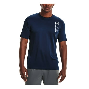 UNDER ARMOUR Mens Blue Logo Graphic Short Sleeve Moisture Wicking T-Shirt M