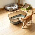 thumbnail image 4 of HWRETIE Semi Enclosed High Sided Cat Litter Box Splash Proof Open Top Design Spacious Cat Toilet for Cats Under 10 Pounds Easy Clean Indoor Litter Tray, 4 of 5