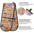 thumbnail image 2 of Yayeee Double Oven Mitt Kitchen Heat Resistant Baking 35" x7" Quilted Glove, Orange Cityscape Painting, 2 of 6