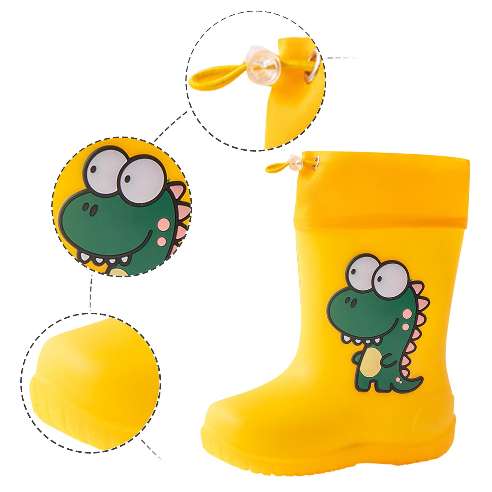 Toddler Rain Boots Children Elastic Lightweight Rain Boots Textured Soles Non Waterproof Puddle Boots Toddler Boy Rain Boots Yellow 2.5 Years-3 Years