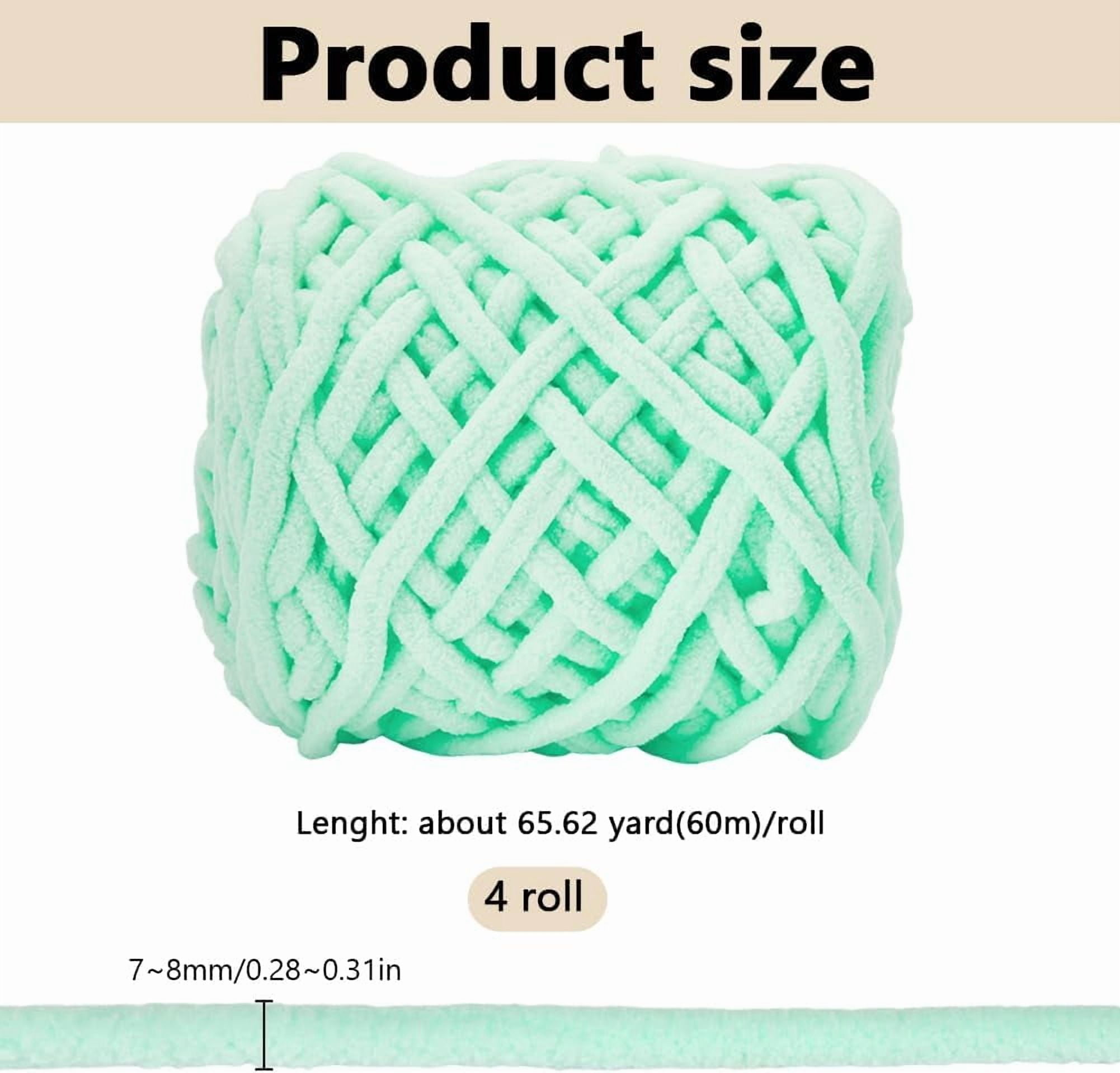4 rolls Soft Crocheting Yarn Thick Knitting Yarn for Scarf bag Cushion Making Aquamarine 0.28~0.31 inch(7~8mm) 49.21 Yards(45m)/Roll