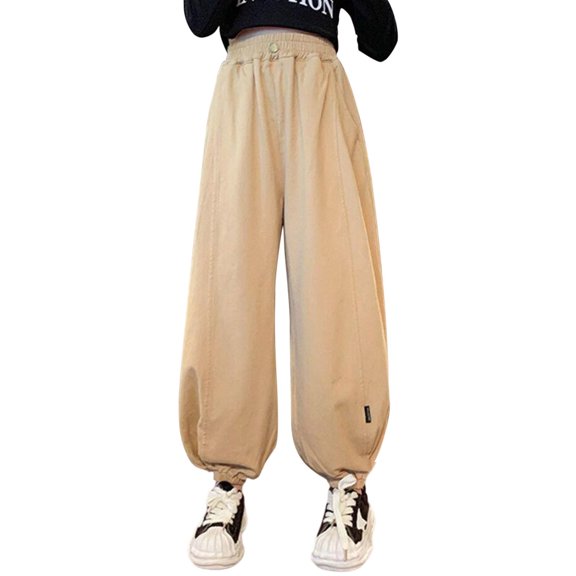 ZACPNCV Kids Sweatpants Boys Girls Solid Cotton Elastic Waist Active Jogger Pants Toddler Baby Joggers Sport Athletic Trousers Khaki 13-14 Years