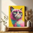 thumbnail image 6 of Colorful Grumpy Cat Canvas Print, Abstract Pet Art, Modern Home Wall Decor, 6 of 8