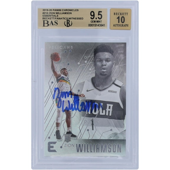 Zion Williamson New Orleans Pelicans Autographed 2019-20 Panini Chronicles Essentials 2 #210 Beckett Fanatics Witnessed Authenticated 9.5/10 Rookie Card - Fanatics Authentic Certified