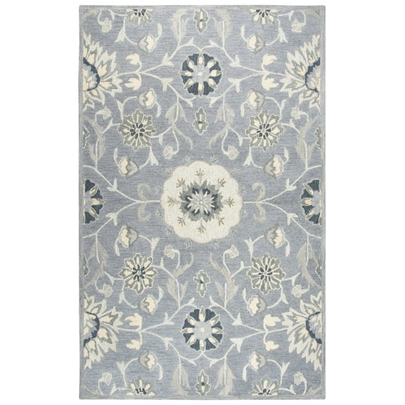Rizzy Rugs Resonant Area Rug RS915A Gray Scrolls Petals 9' x 12' Rectangle
