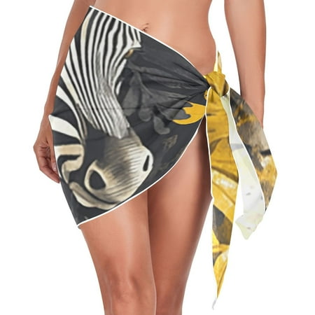 Ckdifva Zebras Leaves Beach Cover Up for Women Swimsuit Coverups Bikini Wrap Short Skirt