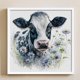 thumbnail image 4 of Hilo de bordar de algodón ecológico completo, punto de cruz estampado de Margarita y vaca de 11CT, 40x40cm, 4 of 9