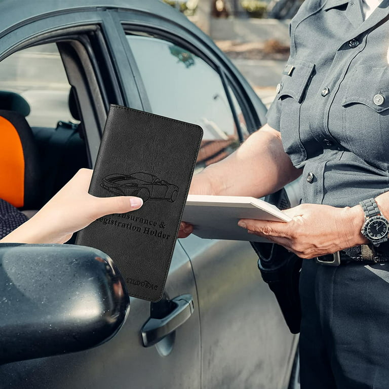 Car Registration & Insurance Card Holder,Auto Glove Box Organizer Document  Wallet Leather Manual Folder Vehicle Compartment License Case Truck  Accessories for Women Men 