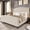 Beige, variant on Breltam King Size Bed Frame Velvet Upholstered Platform Bed with Wingback Headboard, Black