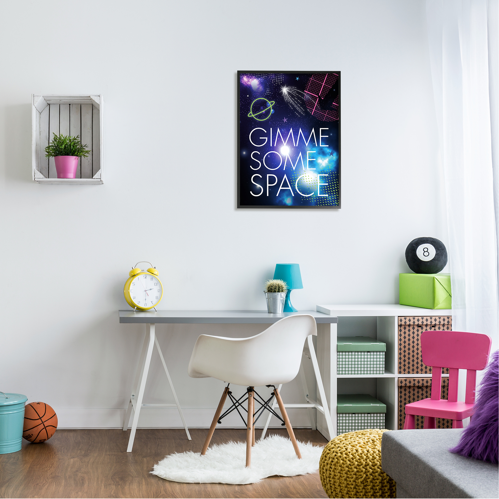 Stupell Industries Gimme Some Space Phrase Patterned Galaxy Stars Framed Wall Art, 24 x 30, Design by Jennifer Ellory