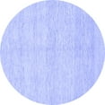 thumbnail image 1 of Ahgly Company Machine Washable Indoor Round Solid Blue Modern Area Rugs, 5' Round, 1 of 4