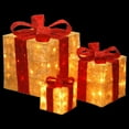 thumbnail image 4 of National Tree Company Pre-Lit Christmas Decoration, Gold, Sisal, Gift Boxes, Red Bows, Set of 3, 105 Clear Lights, 6 Inch, 10 Inch, 14 Inch, 4 of 4