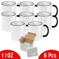 thumbnail image 2 of MUGSIE 8 PCS 11OZ Sublimation Mug Coated Ceramic Mugs White Black Halo With Black Handle Sublimation Blanks Mugs for Coffee, 2 of 2