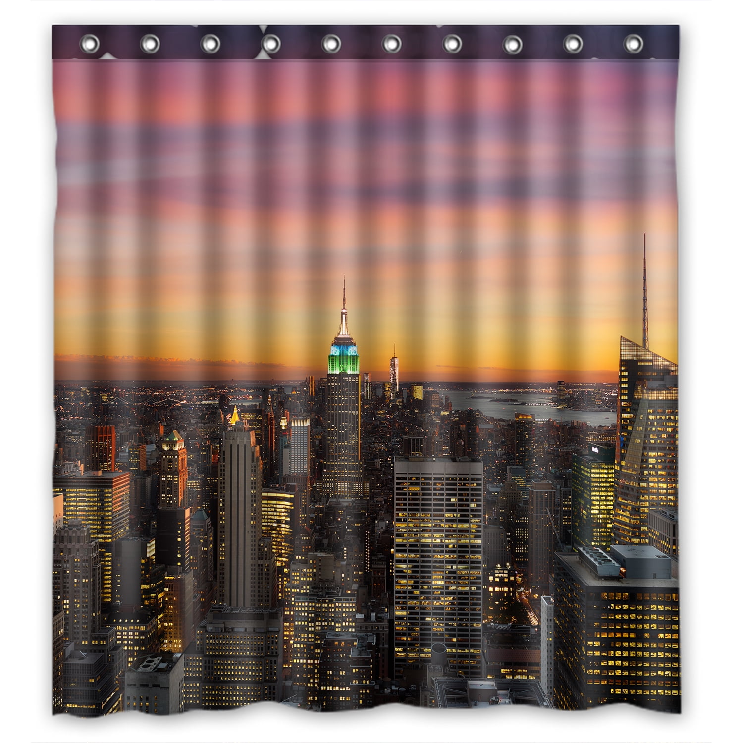 YKCG New York Skyline City Landmark Shower Curtain Waterproof Fabric ...