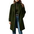 thumbnail image 5 of Staron Winter Coats for Women Wool Blend Pea Coat Collared Long Sleeve Button Down Casual Loose Fall Jacket Army Green L, 5 of 7