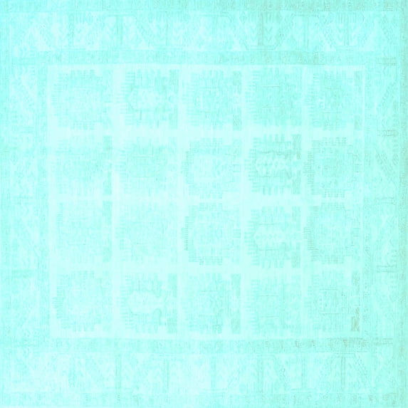 Ahgly Company Indoor Square Persian Light Blue Traditional Area Rugs, 4' Square