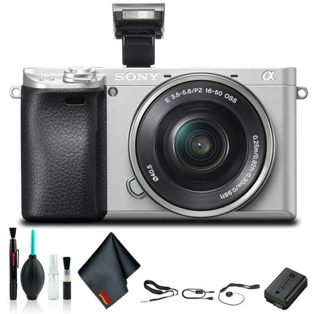 Sony Alpha a6300 Mirrorless Camera with 16-50mm Lens Silver ILCE-6300L/S Starter Kit