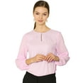 thumbnail image 2 of INSPIRE CHIC Blouse Élégante pour Femme de Bureau Travail à Manches Longues à Encolure Goutte d'Eau Haut Rose P, 2 of 6